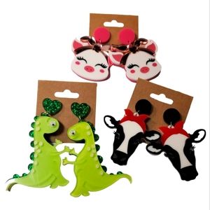 BUNDLE OVERSIZED ACRYLIC LOVE THE CREATURES RAVE CLUB EARRINGS